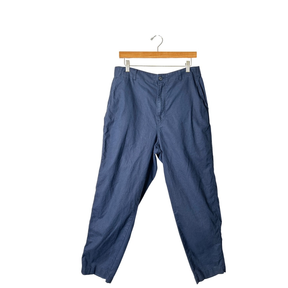 Uniqlo Women's Linen Cotton Navy Tapered Pants Size XL